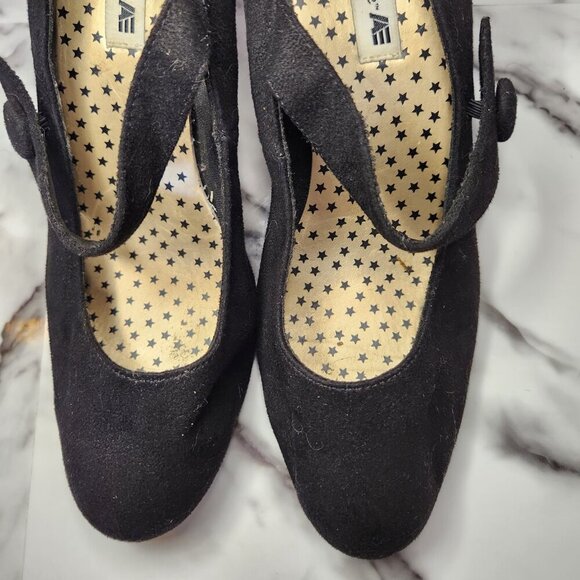 AMERICAN EAGLE WOMENS VELVET OR SUEDE HIGH HEELS WITH STAR PATTERNS - Picture 10 of 15